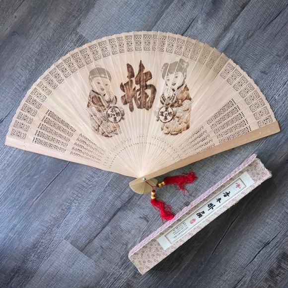 Wooden Chinese Fan - Picture 2 of 6